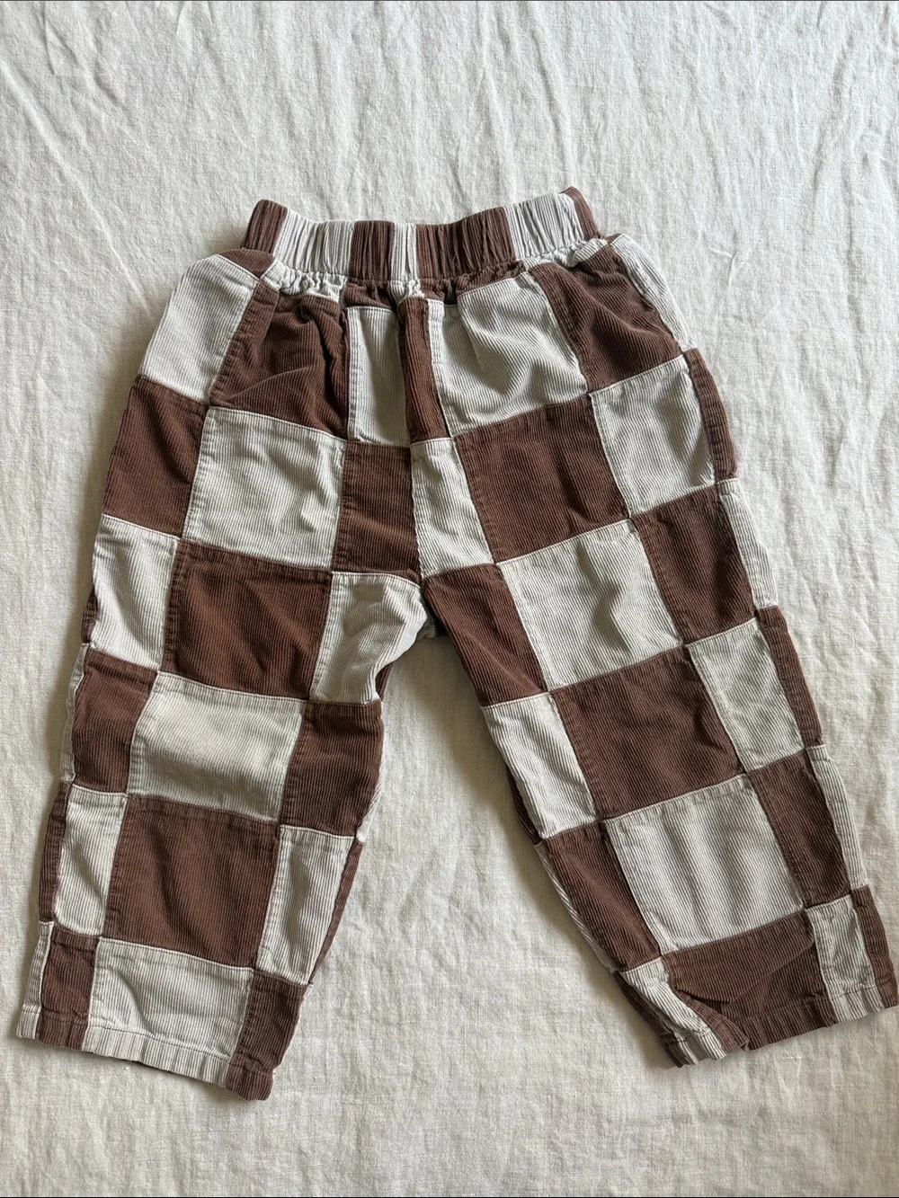 Rylee + Cru Kids Brown & Cream Check Patchwork Pants Size 4/5T